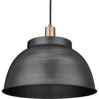 Sleek Dome Pendant, 17 Inch, Pewter, Brass Holder