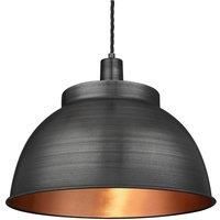 Sleek Dome Pendant, 17 Inch, Pewter & Copper, Pewter Holder