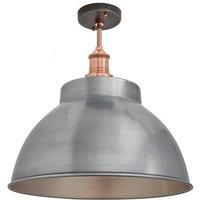 Brooklyn Dome Flush Mount, 13 Inch, Light Pewter, Copper Holder