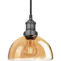 Brooklyn Tinted Glass Dome Pendant, 8 Inch, Amber, Pewter Holder