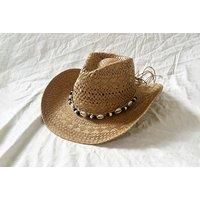 Cowboy Straw Hat With Shell Decoration