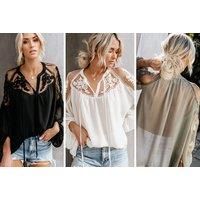 Women'S Loose Lace Panel Top - 3 Colours & Uk Sizes 10-18 - Black