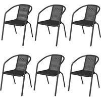 Livingandhome Set of 6 Garden Patio Stacking Chairs - Black