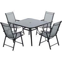 Livingandhome 5pc Garden Furniture Set Glass Table And 4 Folding Chairs