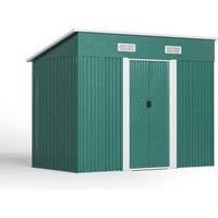 Livingandhome 4 x 8ft Metal Garden Shed w/ Foundation - Green