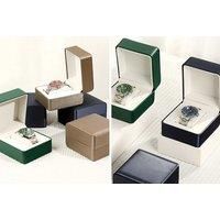 Pu Leather Flip Top Watch Box - Five Styles! - Silver