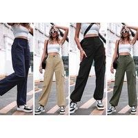 Women'S High Waist Casual Cargo Trousers - 5 Colours! - Black