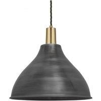 Sleek Cone Pendant, 12 Inch, Pewter, Brass Holder