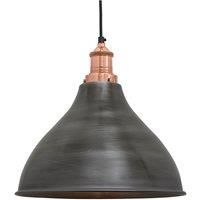 Brooklyn Cone Pendant, 12 Inch, Pewter, Copper Holder