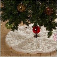 D90cm Snow White Plush Christmas Tree Skirt for Holiday Decoration