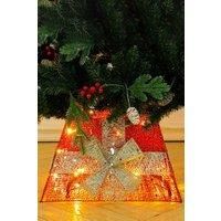 Square Christmas Tree Collar Basket Decor with Bow Tie