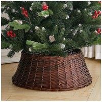 Wicker Christmas Tree Collar Skirt Rattan Xmas Tree Basket Ring Base