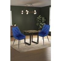 3-Piece Dining Table Set of Tufted Velvet Dining Chairs and Solid Wood Square Table