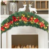 1.8M Christmas Swag Garland with Lights Door Wreath Xmas for Stairs Fireplace