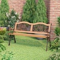 LivingandHome Living and Home Steel Wood 2 Seater Garden Patio Bench Double Unique Metal Backrest