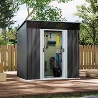 Gardensanctuary 4.0 X 6.4 Ft Black Galvanized Steel Storage Shed With Acrylic Windows