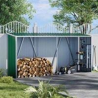 Gardensanctuary 2.7 X 10.9 Ft Green Zinc Steel Log Garden Storage Shed