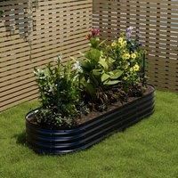 Gardensanctuary 240X42Cm Black Outdoor Oval-shaped Galvanized Steel Raised Garden Bed