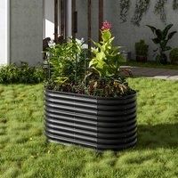 Gardensanctuary 160X80Cm Black Outdoor Anti-corrosion Galvanized Steel Raised Garden Bed