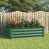 Gardensanctuary 100X30Cm Green Galvanized Steel Raised Garden Bed With Climbing Frame