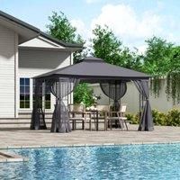 Gardensanctuary Black Outdoor Garden Gazebo Shade Canopy With Ventilated Top