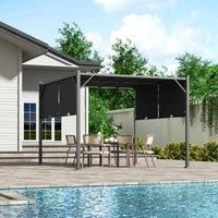 Gardensanctuary Black Pa-coated Outdoor Retractable Steel Pergola With Canopy