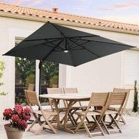 Gardensanctuary Black Cantilever Weather-resistant Polyester Parasol With Solar-powered Led Lights