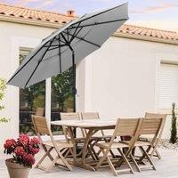 Gardensanctuary Grey 3-tier Outdoor Weather-resistant Polyester Umbrella With Crank And Tilt