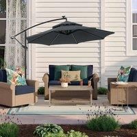 Gardensanctuary 3M Double-top Cantilever Paraso With Garden Sanctuary Fillable Cantilever Umbrella Stand Set