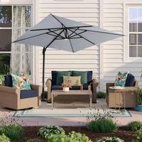 Gardensanctuary 3M Square Cantilever Parasol With Garden Sanctuary Concrete-filled Patio Umbrella Stand