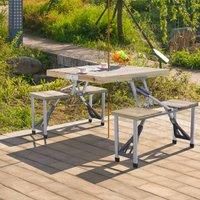 Gardensanctuary Outdoor Solid Wood Foldable Table Benches Set