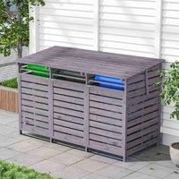 GardenSanctuary Garden Sanctuary Grey Wooden Garbage Can Garden Storage Shed