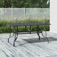 GardenSanctuary Garden Sanctuary Rectangle Metal Black Garden Coffee Table With Parasol Hole