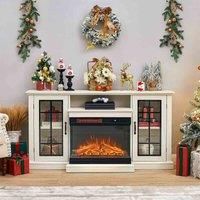 GardenSanctuary Garden Sanctuary 59 Inch Electric Fireplace Tv Stand With Glass Door Storage