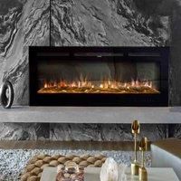 GardenSanctuary Garden Sanctuary 80 Inch 1800W Recessed Electric Fireplace With Adjustable Flame - Black