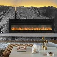 GardenSanctuary Garden Sanctuary 70 Inch 1500W Recessed Electric Fireplace With Remove Control - Black