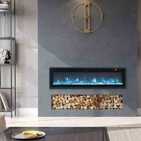 GardenSanctuary Garden Sanctuary 40 Inch 1500W Recessed Electric Fireplace With Remote Control - Black