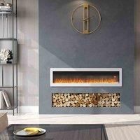 GardenSanctuary Garden Sanctuary 50 Inch 1500W Recessed Electric Fireplace With Remote Control - White