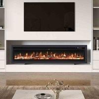 GardenSanctuary Garden Sanctuary 70 Inch 1800W Recesseed Wall Mounted Electric Fireplace - Black