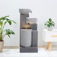 3-Tier Solar Powered Water Fountain Outdoor Rockery Deco