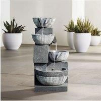 4-Tier Solar Powered Water Fountain Outdoor Rockery Deco