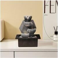 Tabletop Resin Rockery Feature Water Fountain with LED Light