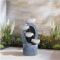 4-Tier Solar-Powered Water Fountain Outdoor Rockery Decor