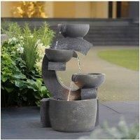 Outdoor Cascading C Shaped Water Fountain Rockery Decor