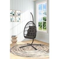 Freestanding Egg-Shaped Hanging Chair with Stand & Cushion