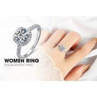 Crystal Engagement Ring - Silver