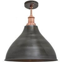 Brooklyn Cone Flush Mount, 12 Inch, Pewter, Copper Holder