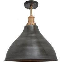 Brooklyn Cone Flush Mount, 12 Inch, Pewter, Brass Holder