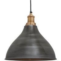 Brooklyn Cone Pendant, 12 Inch, Pewter, Brass Holder