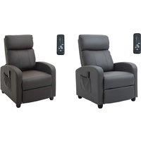 Pu Leather Reclining Remote Controlled Massage Chair - Grey Or Brown